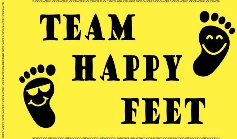 Bilde for laget Team Happy Feet på Kreftforeningens Stafett for livet. 